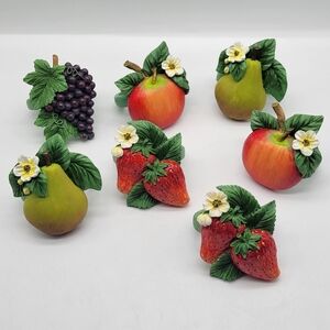 Rare Vintage Charter Club Summer Grove Plant Napkin Rings Grape Pear Strawberry